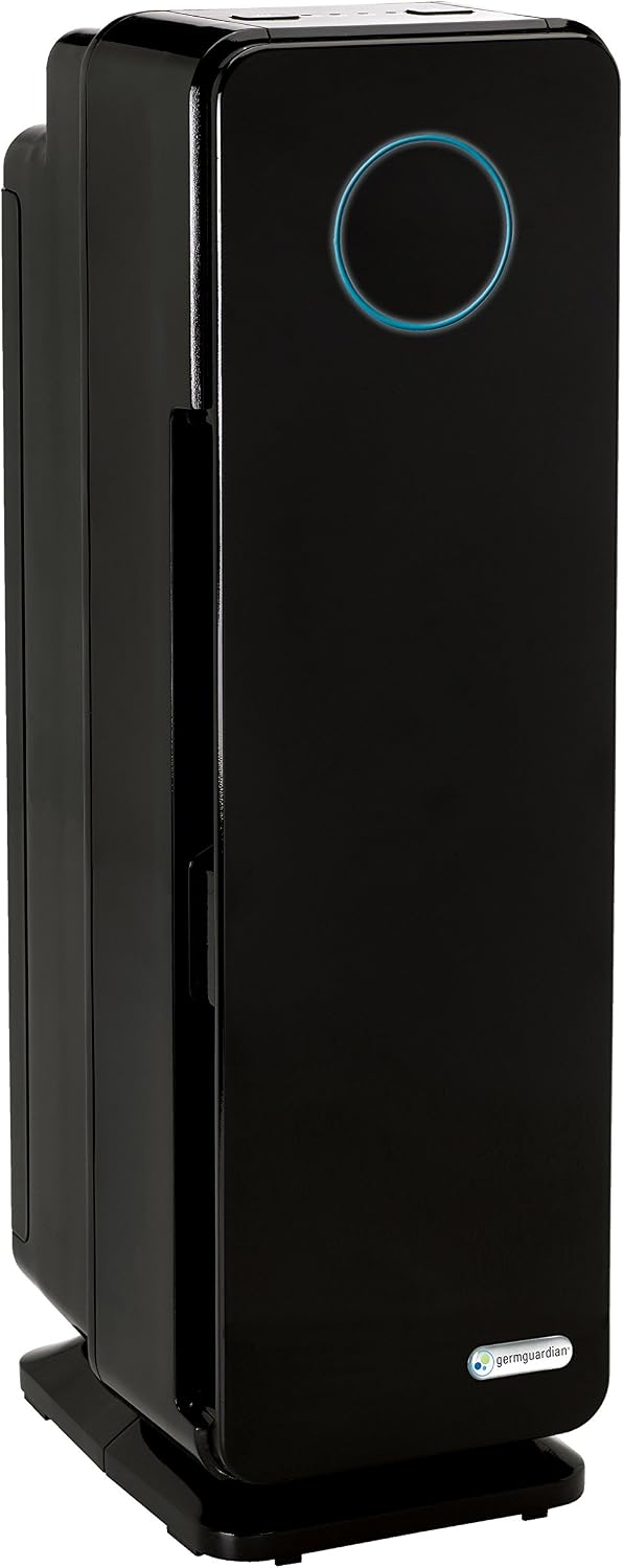 GermGuardian 5-In-1 HEPA Air Purifier for Home, Pet Air Purifier with HEPA Air Filter & UV-C Light, AC4300BPTCA, 743 Sq. Ft., 22'' Tower, Black
