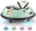 Hikole Baby Bumper Car with Remote Control, 12V Battery Powered Ride on Bumper Car for Toddler with 3 Speed, 360 Degree Spin, LED Lights, Safety Belt, Dual Joysticks, Green