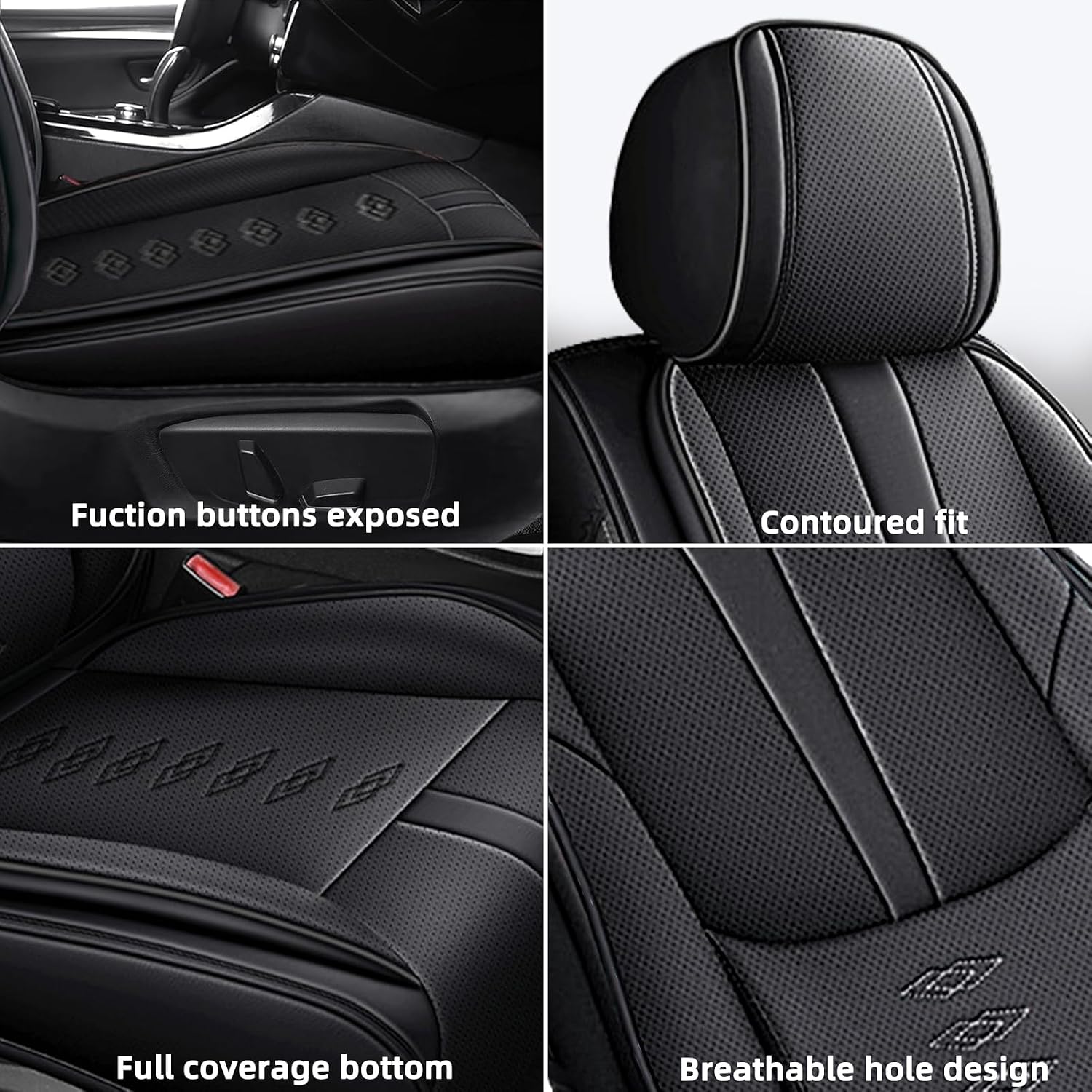Leather Seat Covers for Lexus LS 460 2007-2017,Premium Car Seat Covers Full Set,Waterproof Car Seat Protectors with Airbag,Comfort Interior Cover Seats for Cars(Black)