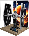 Acrylic Display Case for Lego 75095 TIE Fighter Building Set– Dustproof Display Box & Showcase,, Display Box Compatible with Lego 75095 -Only Display case (Wooden Base)