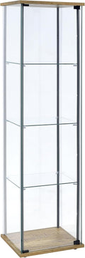 Coaster Home Furnishings - Bellatrix - Glass - 3-Shelf Curio Cabinet with Metal Frame, One Door, and Black Hardware - Living Room - 64-Inch - Mango - 950172MGO