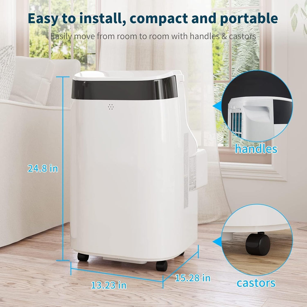 10,000 BTU Portable Air Conditioners, 3-in-1 Portable AC with Cool, Dry, Fan and Sleep Modes, Room Air Conditioners with 24H Timer, Self-Evaporation, Low Noise 48 dB, for Bedroom, Office