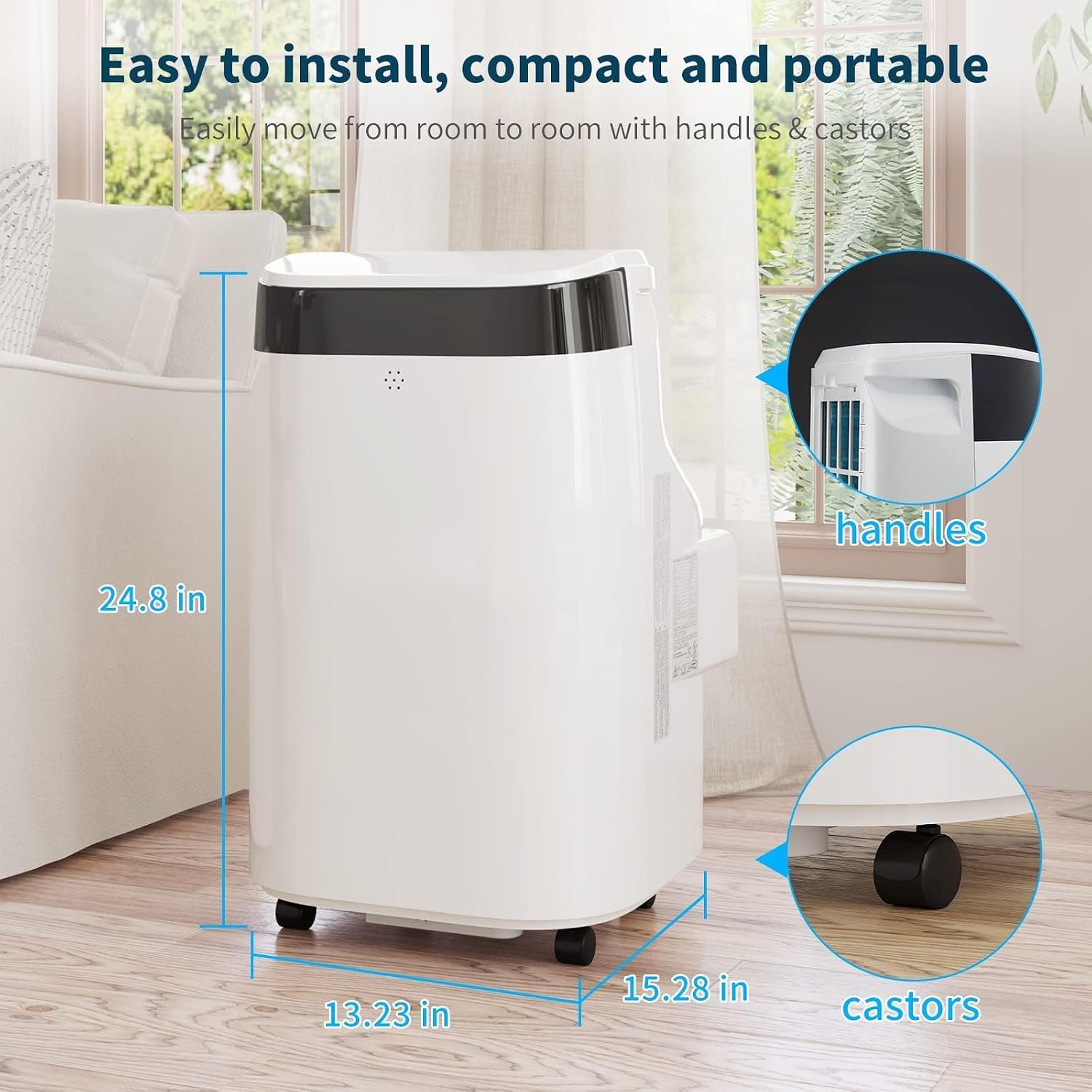 10,000 BTU Portable Air Conditioners, 3-in-1 Portable AC with Cool, Dry, Fan and Sleep Modes, Room Air Conditioners with 24H Timer, Self-Evaporation, Low Noise 48 dB, for Bedroom, Office