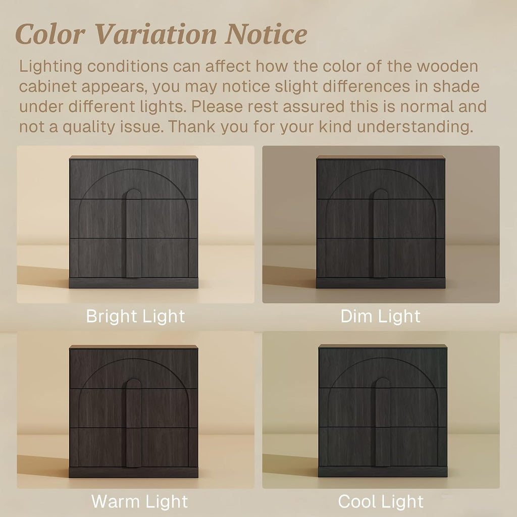 BELLEZE Modular Sideboard Cabinet Set Freely Configurable, 4-Piece Modern Buffet Cabinet 2 Arched Wood Door Credenza and 2 3-Drawer Storage, Media Console for Living Room Kitchen, Ebony