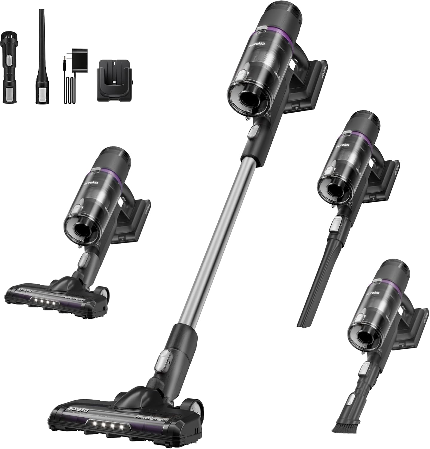 EurekaCordless Vacuum - 50 Min Runtime for Large Homes, 5.5 lbs Lightweight, Ideal for Pet Hair & Allergies on Hardwood & Carpet ReactiClean 410
