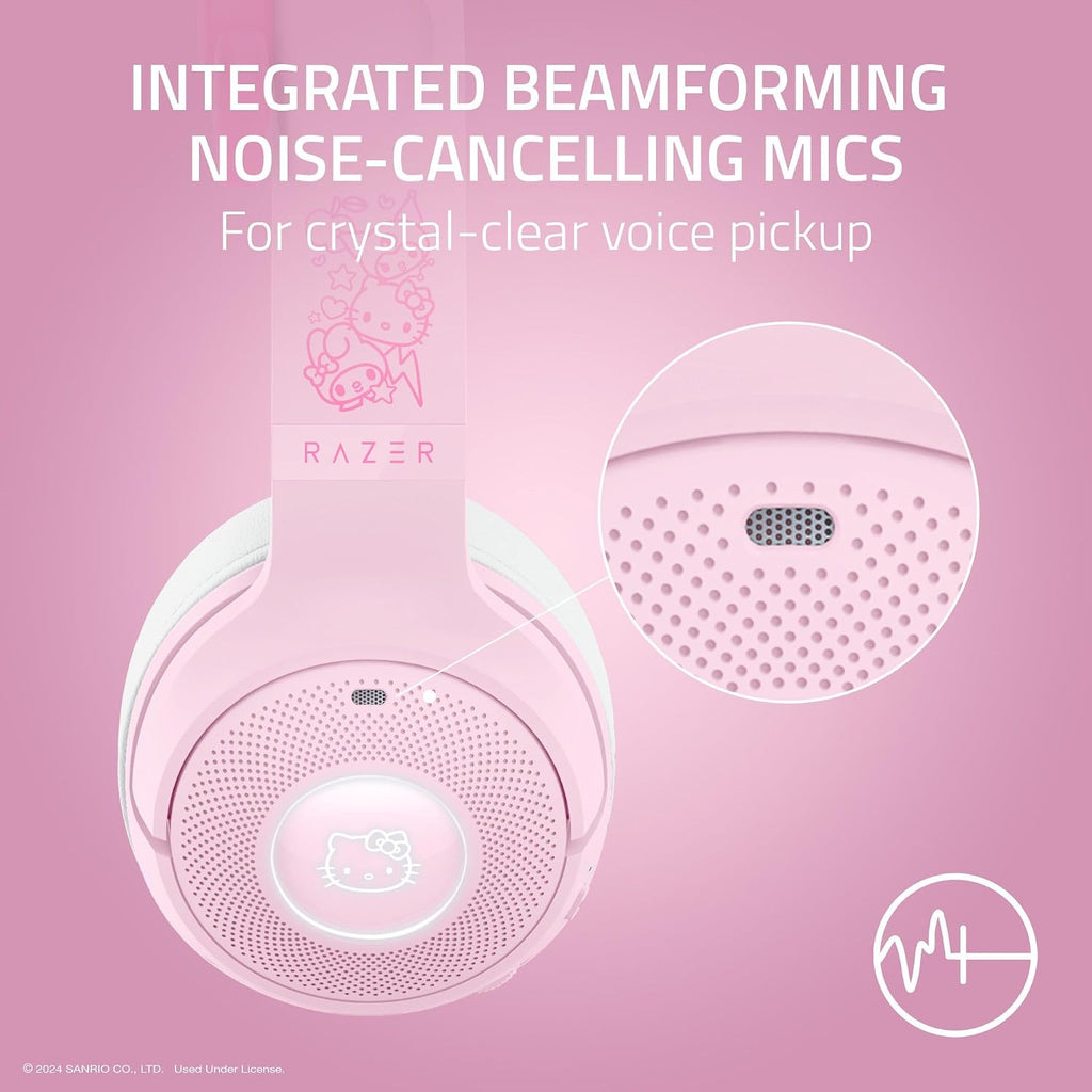 Razer Kraken Kitty V2 BT Wireless RGB Headset: Chroma RGB - Bluetooth 5.2-40 mm Drivers - 40 Hr Battery w/Type C Charging - Hello Kitty & Friends Edition