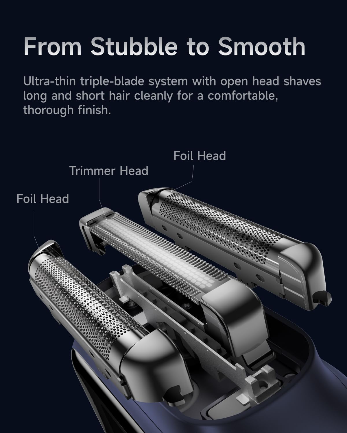 Laifen P3 Pro 3-Blade Electric Shaver Set – Includes P3 Pro Shaver, Travel Pod & Non-Slip Pad, Dual Linear Motors 12,000 Cuts/Min, 100-Min Runtime, IPX7 Waterproof (Royal Blue)