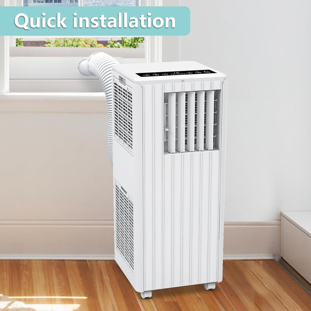 8,000 BTU Portable Air Conditioner with Remote, Dehumidifier, Fan Mode for Rooms Up to 350 Sq. Ft., 3-In-1 AC Unit with Timer & Window Kit, White