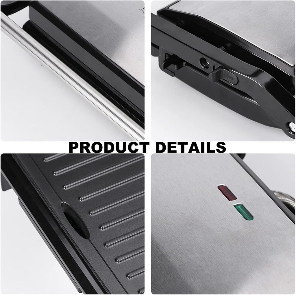1000W Sandwich Maker, with Ceramic Non-stick Plates, Opens 180 Degrees for Any Size Food, 3-in-1 Sandwich Press Electric Grill, Drip Spout & Locking Lid, for Toasted Cheese Snacks, Quick Breakfast