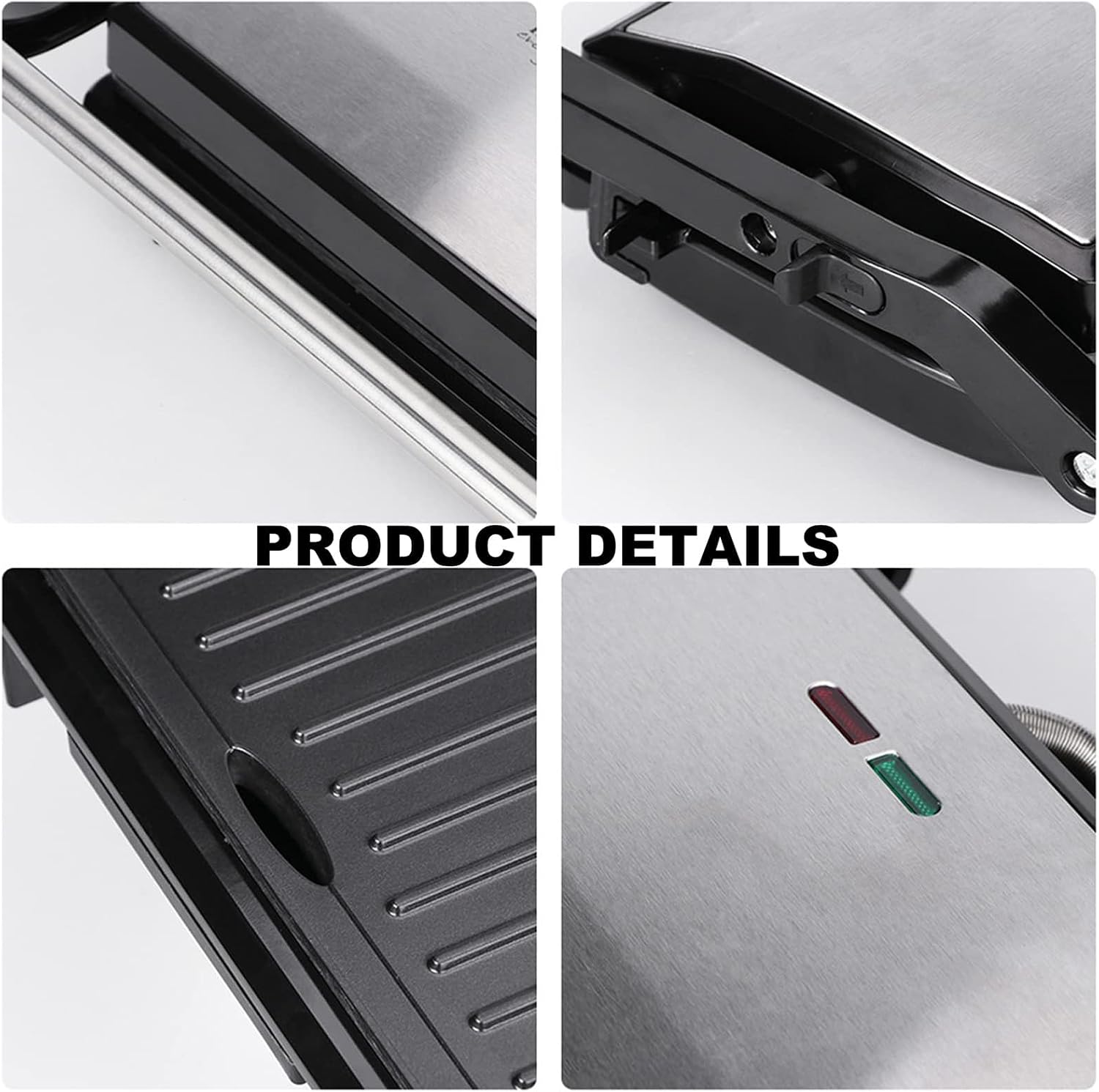 1000W Sandwich Maker, with Ceramic Non-stick Plates, Opens 180 Degrees for Any Size Food, 3-in-1 Sandwich Press Electric Grill, Drip Spout & Locking Lid, for Toasted Cheese Snacks, Quick Breakfast