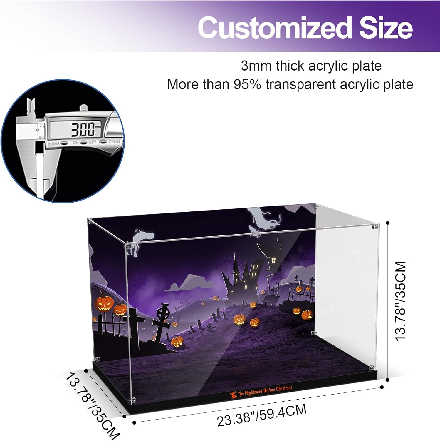 Acrylic Display Case for Lego Disney Tim Burton's The Nightmare Before Christmas, Dustproof Display Box Compatible with Lego 21351 (ONLY Box, NOT Model)