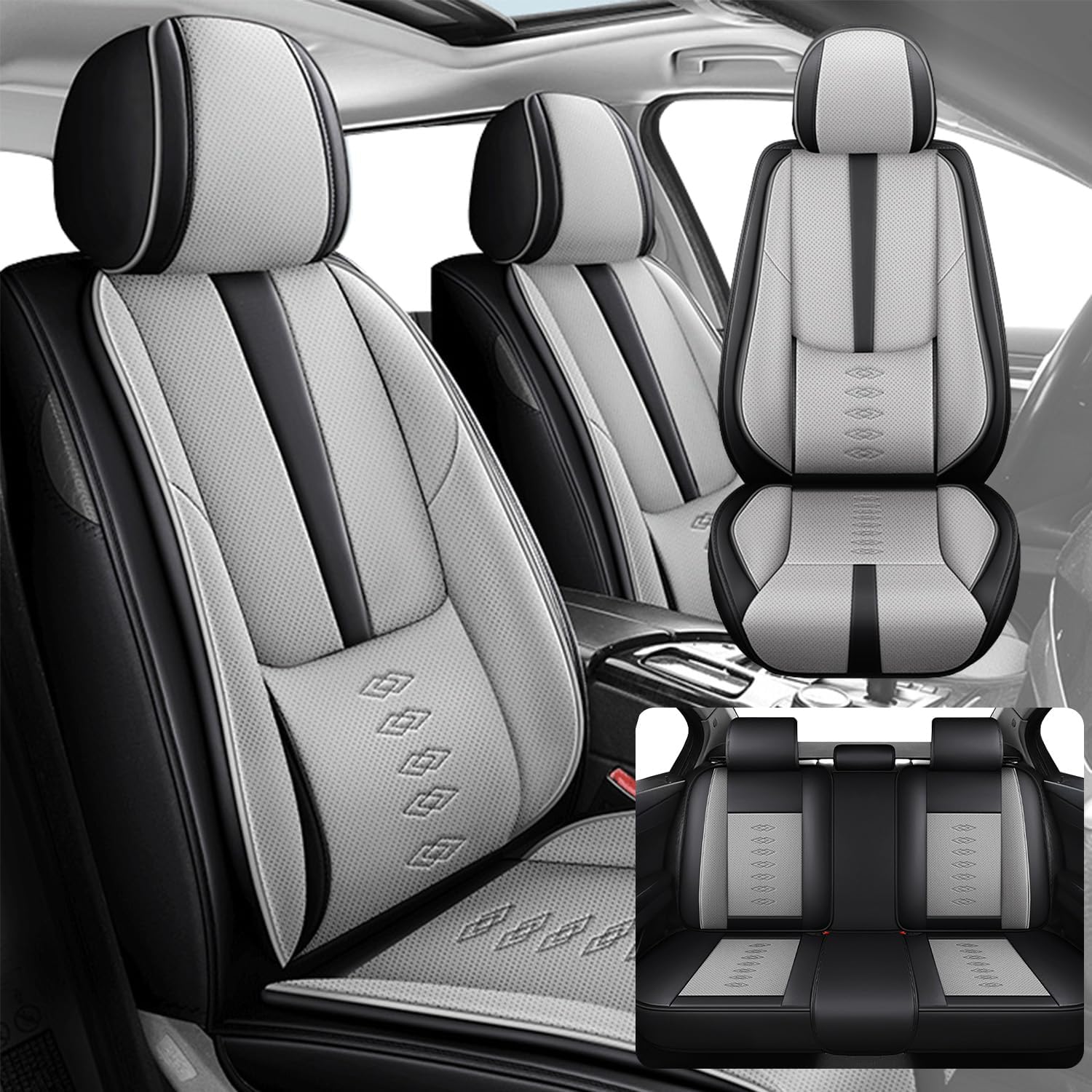 Car Seat Covers 5 Seats Fit for Mazda CX-30 2020-2024 2025,Waterproof Leather Seat Covers,Airbag Compatible,Car Seat Protectors Interior Sets(Full Set,Black&Grey)
