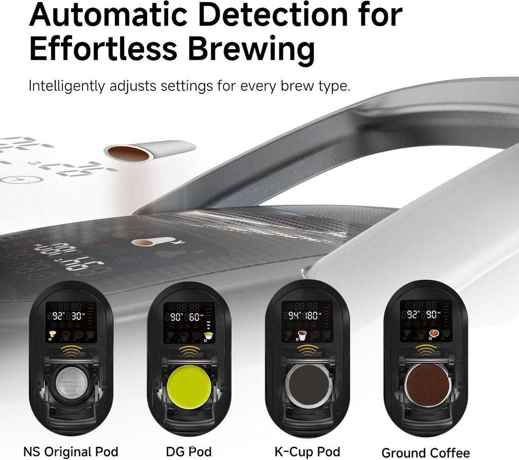 HIBREW H6 6-in-1 Pod Coffee Maker, Express Capsule Espresso Machine, compatible with Kcup*/Nes*/DG*/Espresso Powder. Suitable for Hotels, Homes, and Offices.