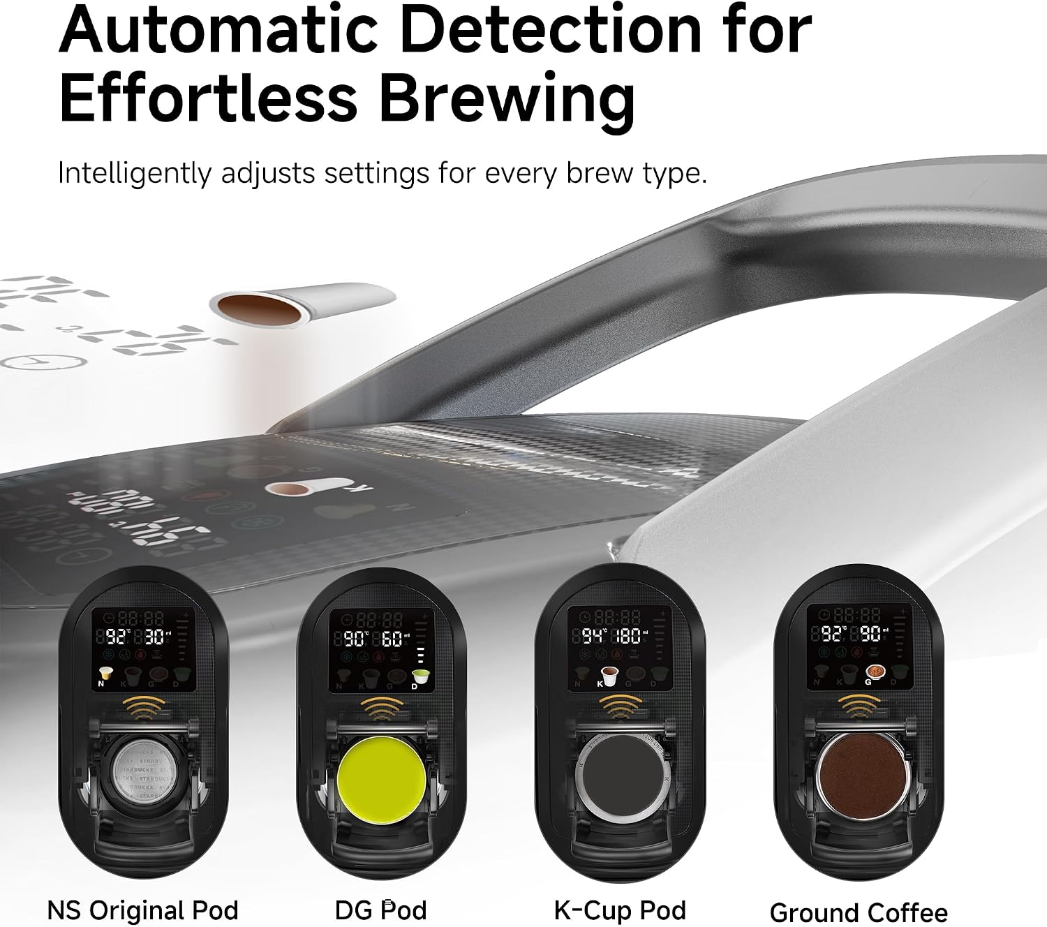 HIBREW H6 6-in-1 Pod Coffee Maker, Express Capsule Espresso Machine, compatible with Kcup*/Nes*/DG*/Espresso Powder. Suitable for Hotels, Homes, and Offices.