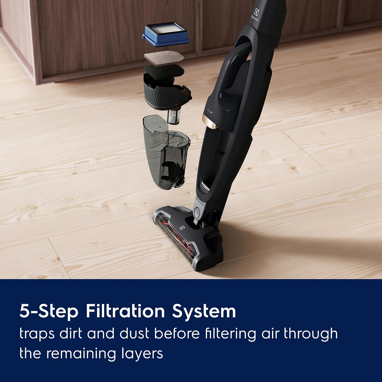 Electrolux WellQ7 Cordless 2-in-1 Vacuum with High Suction Power and 5-Step Filtration System, 50-Minute Run Time, 2 Power Modes, Granite Gray
