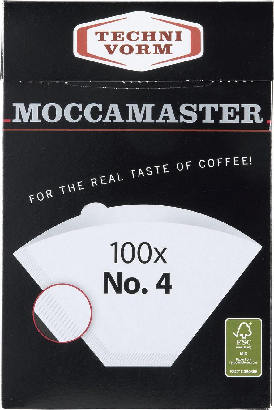 Technivorm Moccamaster 79112 KBT Coffee Brewer, 40 oz, Polished Silver 4 White Paper Filters, 100-count per box