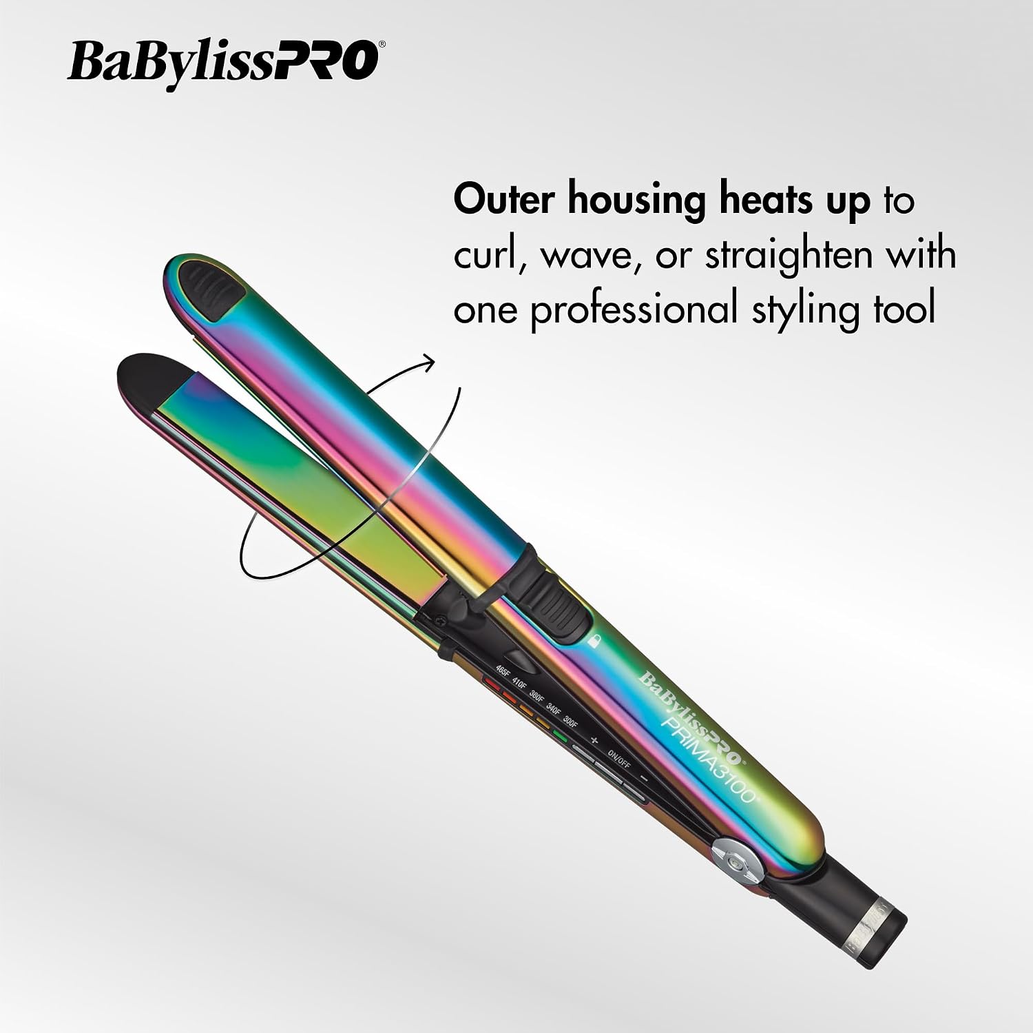 BaBylissPRO Nano Titanium Prima Ionic Hair Straightener – Professional Flat Iron & Curling Iron in One for Stylists, Pro Styling Hair Tool