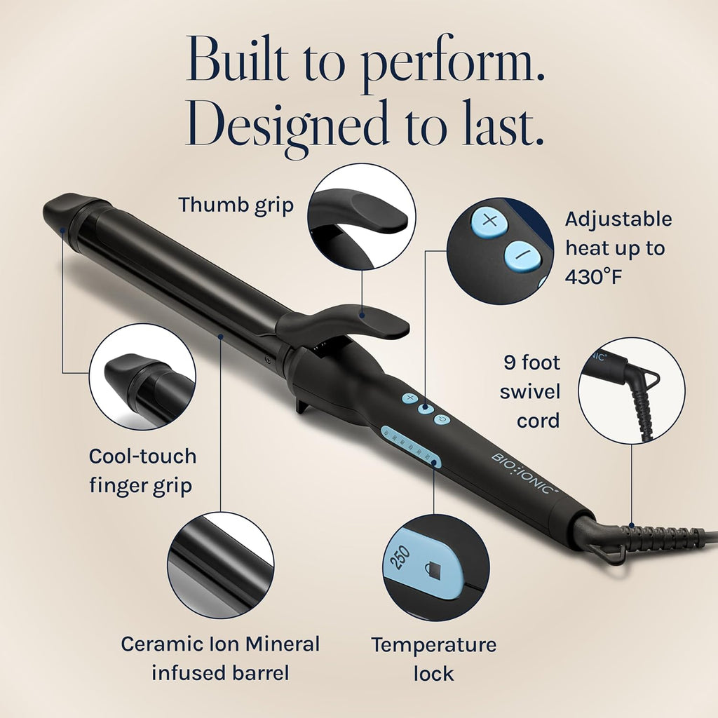 Bio Ionic Long Barrel Curling Iron with Moisture Heat Technology & NanoIonic MX Versatile Curling Wand - Multiple Barrel Sizes for Tight, Classic, Loose & Soft Curls