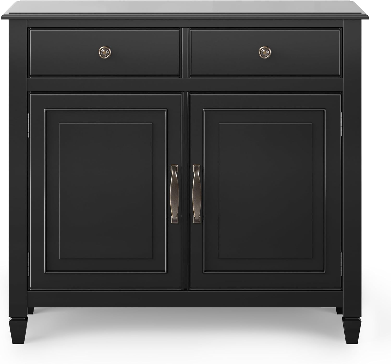 SIMPLIHOME Connaught 40-inch Wide Solid Wood Storage Cabinet in Black for Entryway, Living Room, Organizer for Hats, Gloves, Shoes, Keys, Slim Design, Traditional Style