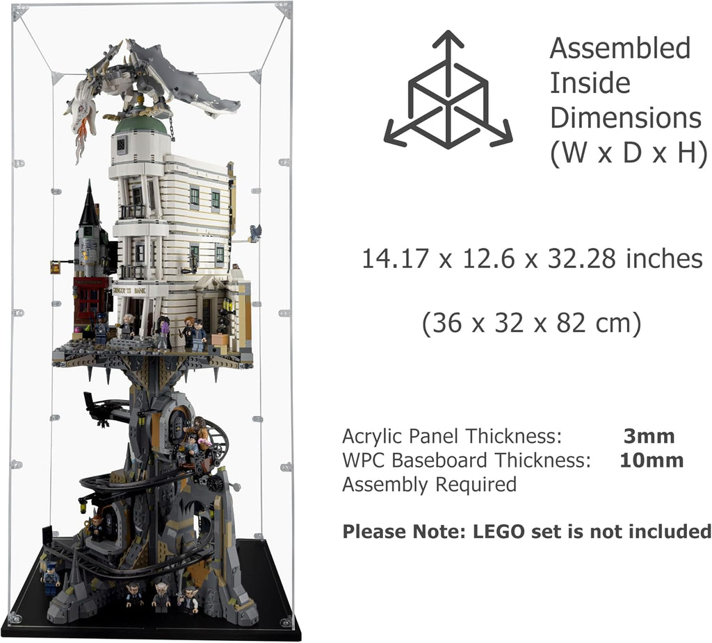Acrylic Display Case Compatible for LEGO Gringotts Wizarding Bank – Collectors' Edition #76417, Dustproof Display Case (Case Only) (Lego Sets are NOT Included)