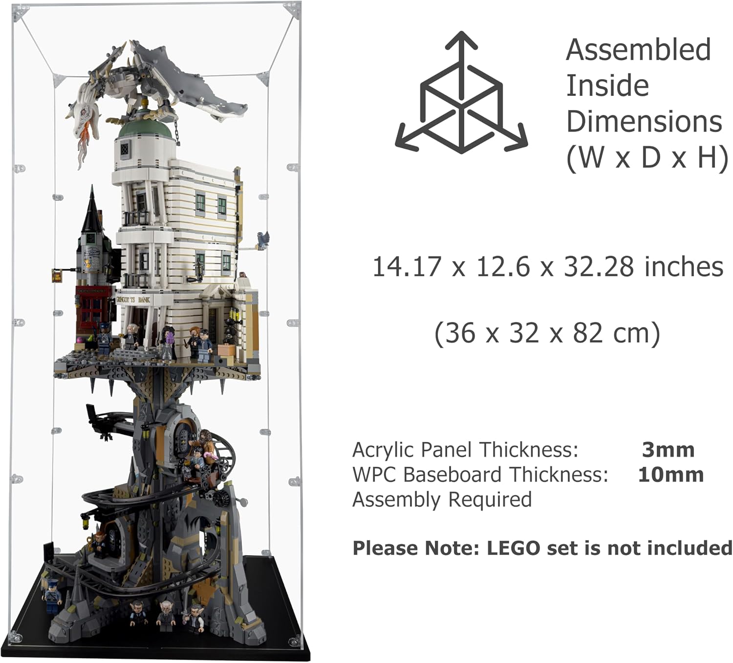 Acrylic Display Case Compatible for LEGO Gringotts Wizarding Bank – Collectors' Edition #76417, Dustproof Display Case (Case Only) (Lego Sets are NOT Included)