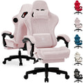 GTPLAYER ACE-PRO Music Gaming Chairs – Built-in Speakers, App Support & Bluetooth Control, Computer Game Chairs with Footrest for Adults, Ergonomic Reclining Silla, Linkage Armrest, Pink 【Velvet】