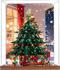 Acrylic Display Case for Lego 41843 Family Christmas Tree Building Set– Dustproof Display Box & Showcase, Display Box Compatible with Lego 41843 -Only Display case (Back Spray Wooden Base 2)