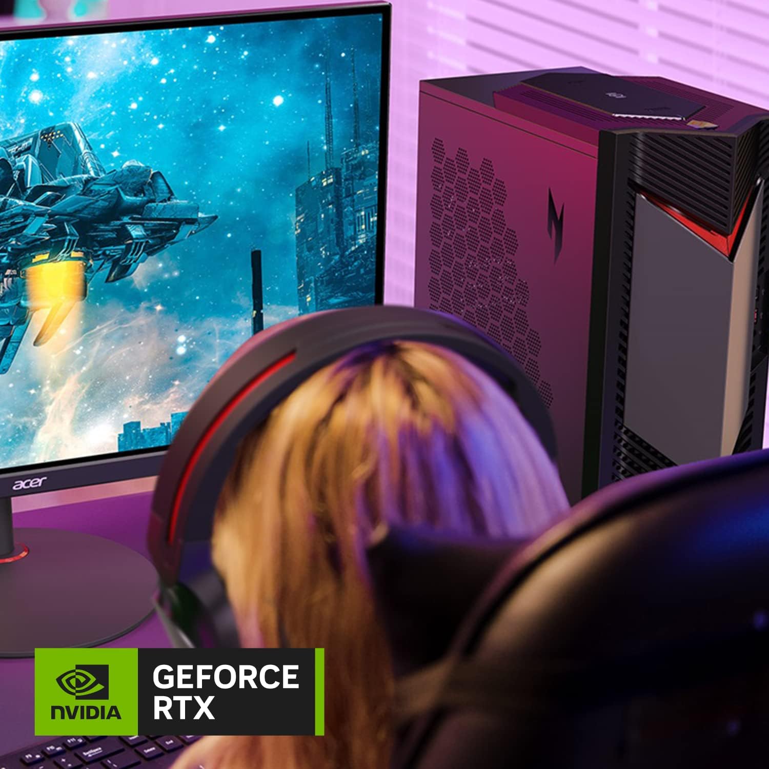 acer Nitro 50 N50-656-UR12 Gaming Desktop | Intel Core i5-14400F 10-Core Processor | NVIDIA GeForce RTX 3050 | 16GB DDR5 5600MHz | 1TB PCIe Gen 4 SSD | Intel Wi-Fi 6E AX211 | Windows 11 Home