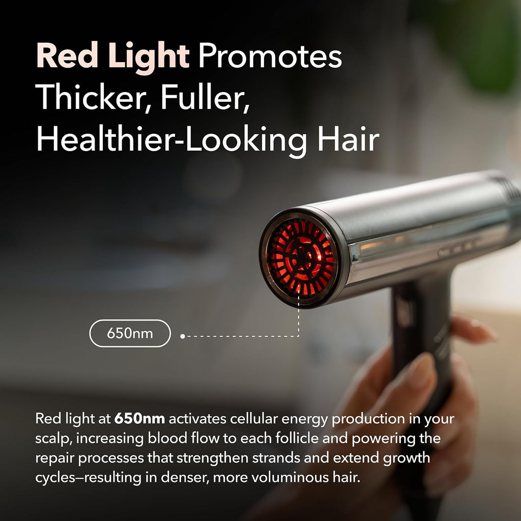 SRILabs DryQ 'Smart' Hair Dryer - Super Lightweight, Foldable - Powerful, Quiet Motor - Infrared and Ionic Technology - 3 Magnetic Attachments - Heat Control with Locking Switch