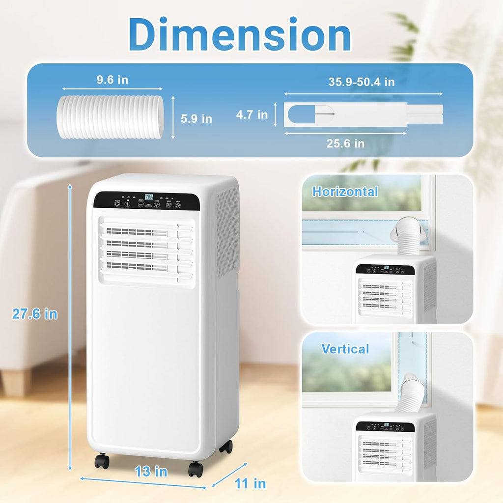 Portable Air Conditioner, 10000BTU, 3-in-1 Air Conditioner Portable Up to 450 Sq.Ft. with Cool, Fan, Dehumidifier, Remote Control & Installation Kit, 24H Timer, Quiet Standing AC Unit