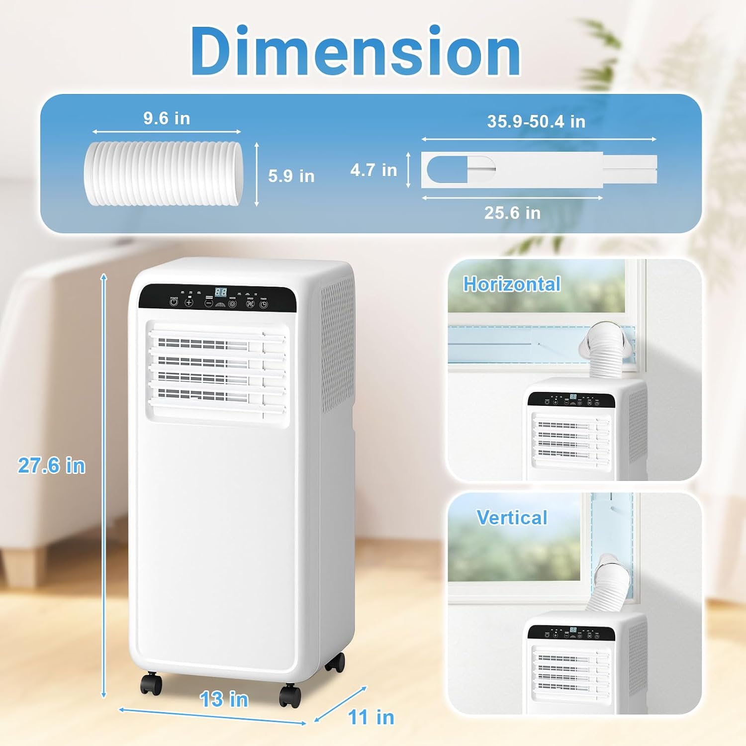 Portable Air Conditioner, 10000BTU, 3-in-1 Air Conditioner Portable Up to 450 Sq.Ft. with Cool, Fan, Dehumidifier, Remote Control & Installation Kit, 24H Timer, Quiet Standing AC Unit