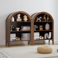 Janmer Home Freestanding Arched Bookcase, Modern 3-Tier Open Bookshelf, Low Short Bookshelf with Adjustable Shelves, Arched Storage Display Cabinet Organizer for Office, Living Room (Walnut, 2pcs)