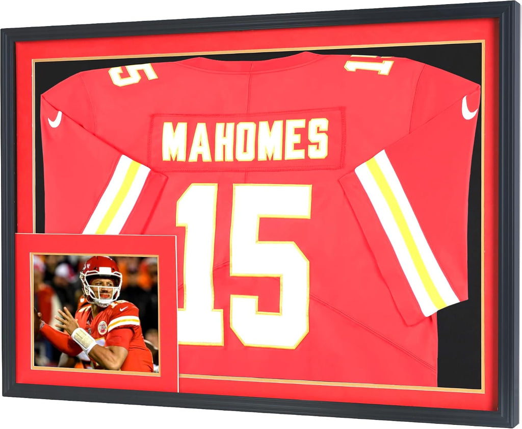 Pro Collector's X Large 36 X 26 Sports Jersey Display Frame Case with 98% UV Protection for Baseball Basketball Football Soccer Hockey Shirt and Uniform, 2 Color Options Mat - Black Frame