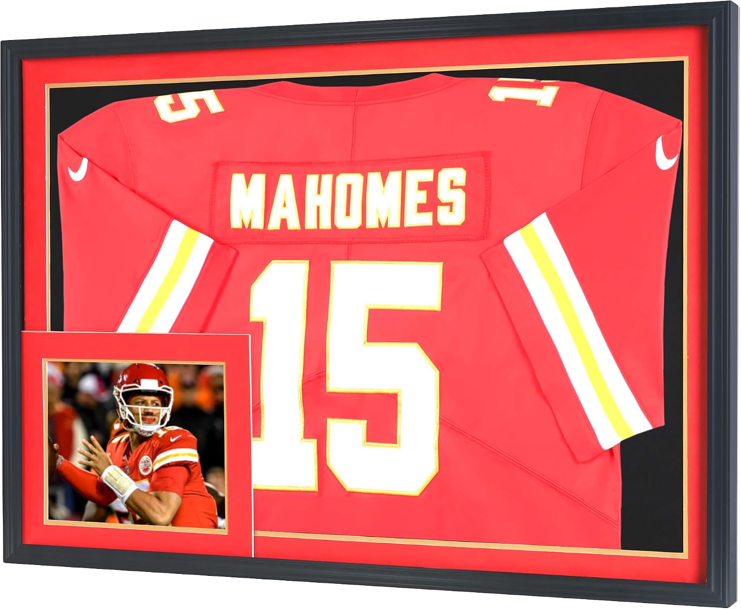Pro Collector's X Large 36 X 26 Sports Jersey Display Frame Case with 98% UV Protection for Baseball Basketball Football Soccer Hockey Shirt and Uniform, 2 Color Options Mat - Black Frame