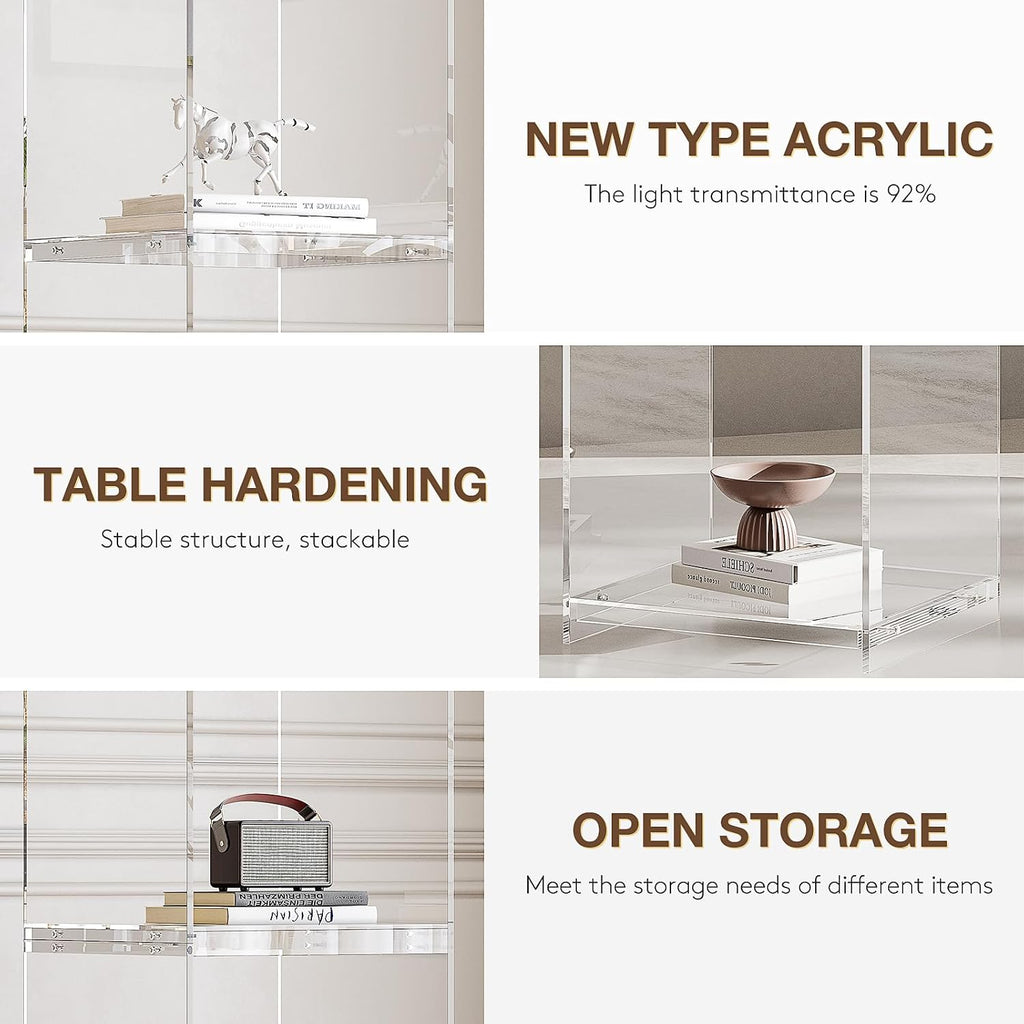 Acrylic Display Cabinet, 4-Tier Display Case in Bedroom, Living Room, Playroom, Modern Style (16' D x 16' W x 62' H)