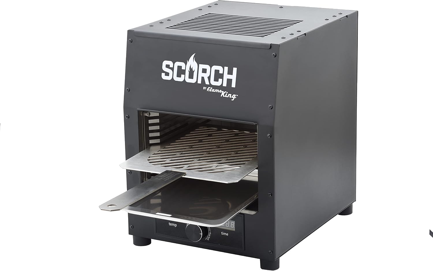 Flame King Scorch Smokeless Infrared Electric Broiler for Indoor Use, Fits on Kitchen Counter, Insulated, Comes with Broiler Tray Black