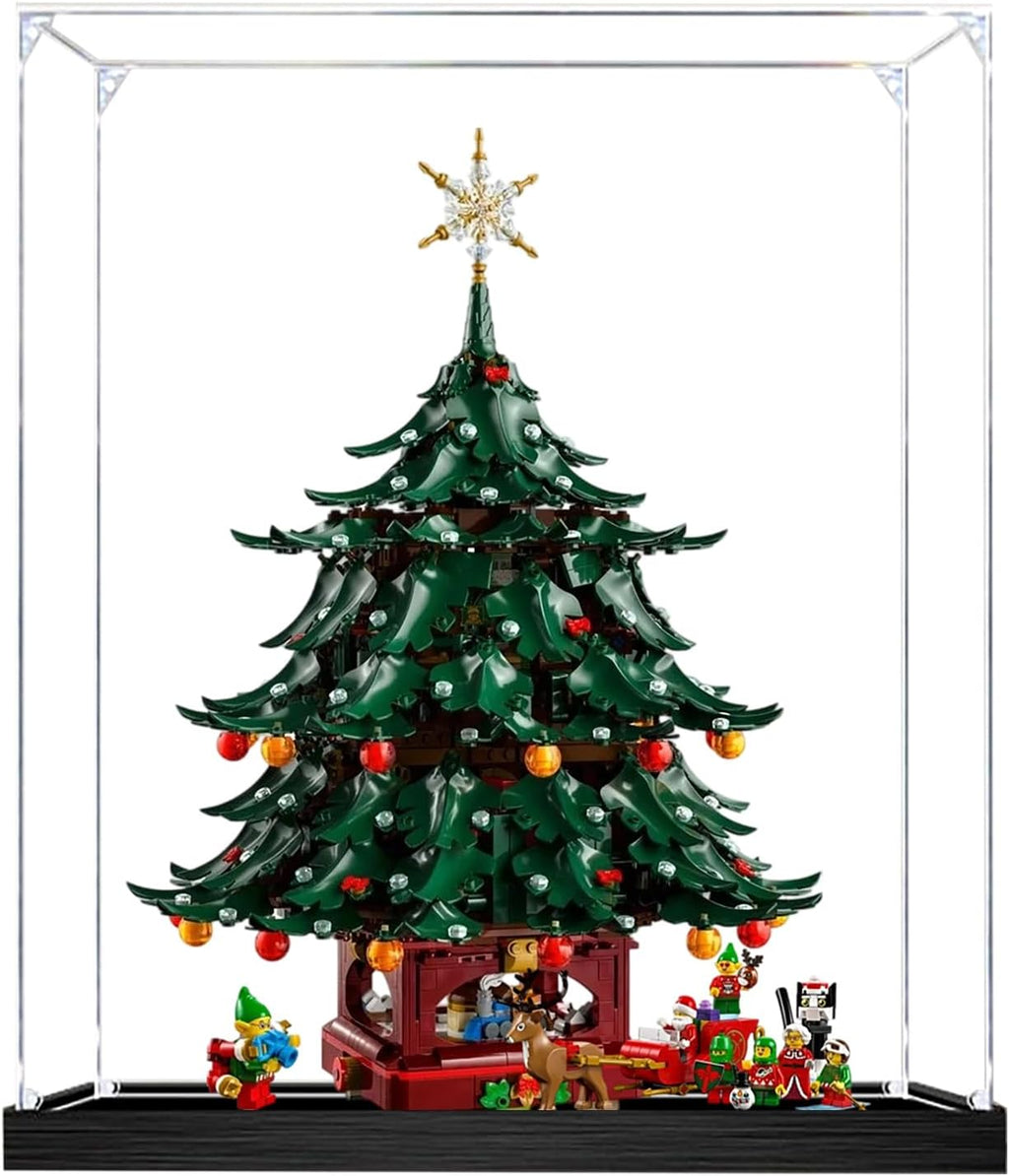 Acrylic Display Case for Lego 41843 Family Christmas Tree Building Set– Dustproof Display Box & Showcase, Display Box Compatible with Lego 41843 -Only Display case (3mm Black Base)