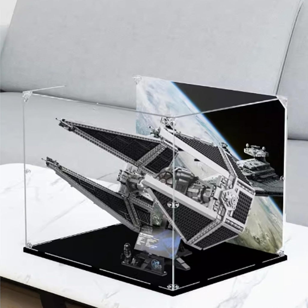 Acrylic Transparent Display Box, Compatible with Lego 75382 TIE Interceptor Model Display Box, Storage Box, dust Box That Requires self-Assembly(Box Only)