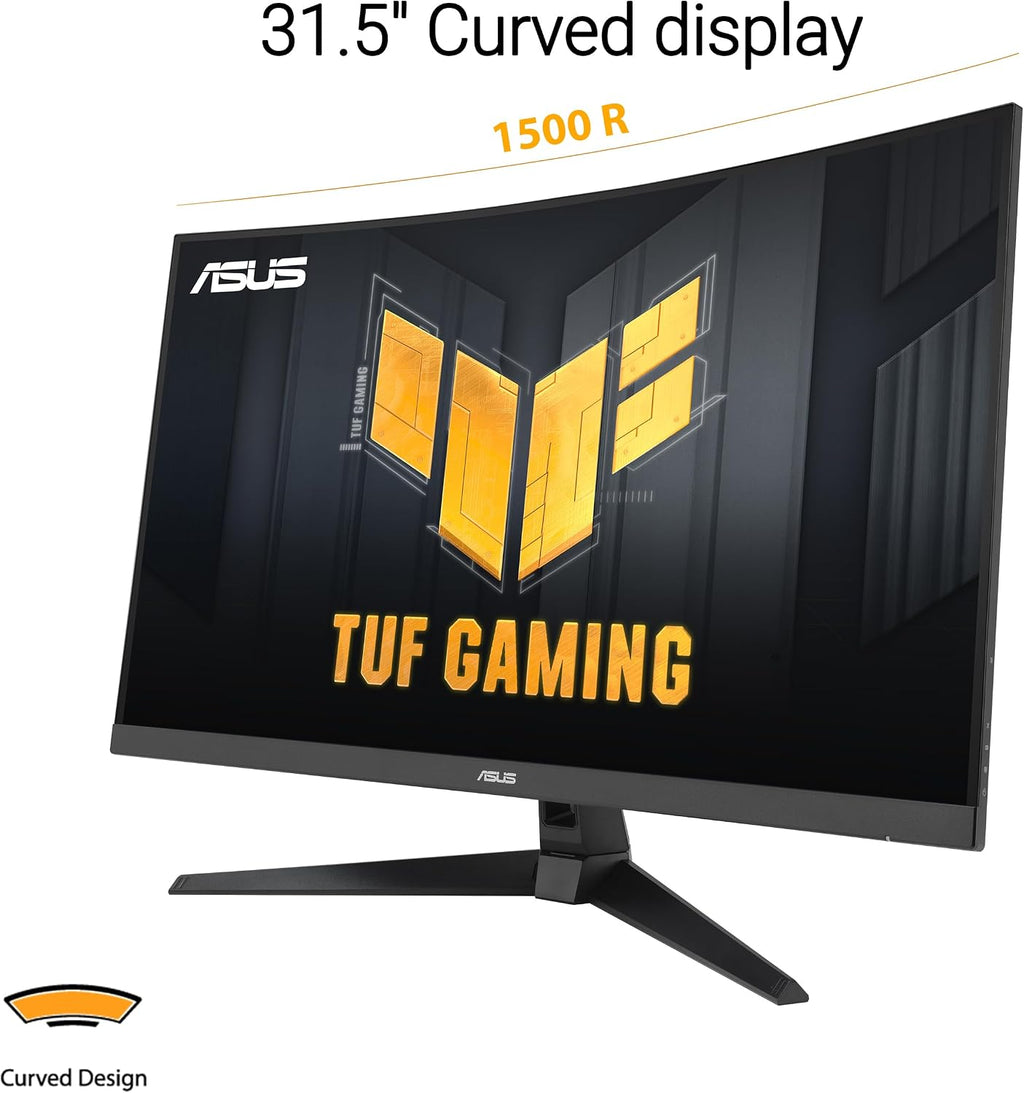 ASUS TUF Gaming 31.5' 1440P Curved HDR Gaming Monitor (VG32WQ3B) – QHD (2560 x 1440), 180Hz, 0.5ms, 1500R, Extreme Low Motion Blur, FreeSync, 90% DCI-P3, Shadow Boost, DisplayWidget, 3 yr Warranty