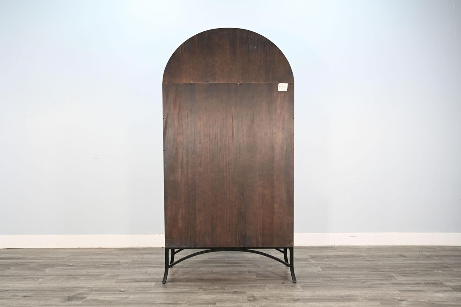 Sunny Designs Ella Arched Metal & Wood Display Cabinet with Glass Doors – Powder-Coated Steel Frame, Magnetic Latches, Adjustable Shelves, Windowpane Design, Living Room Storage (Oak Grove)