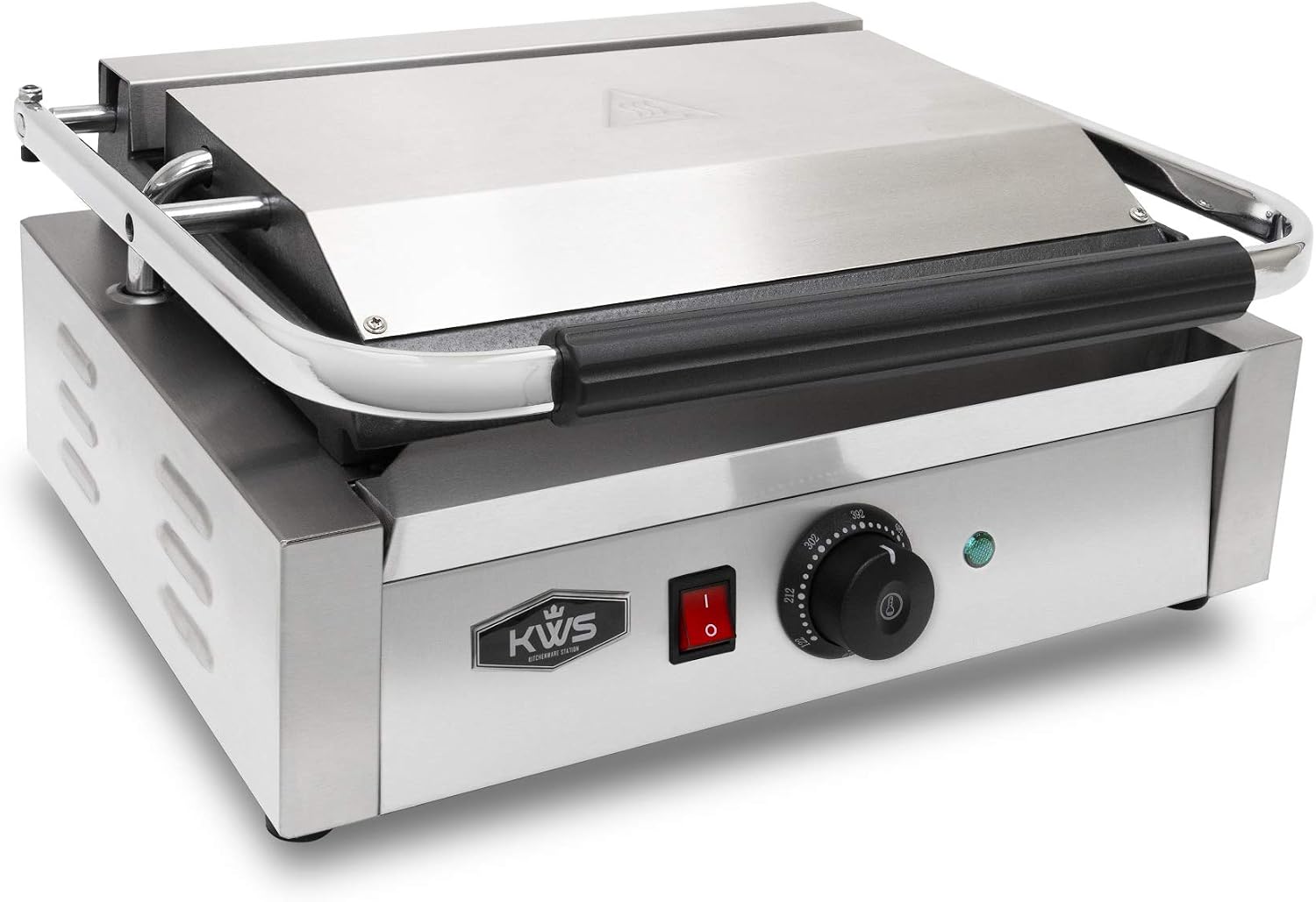 KWS FM-17 1700W Electric Panini Press Maker with Smooth Top & Bottom Plates Sandwich Toasting Grill – 13.5″ X 9.25″ Cooking Surface