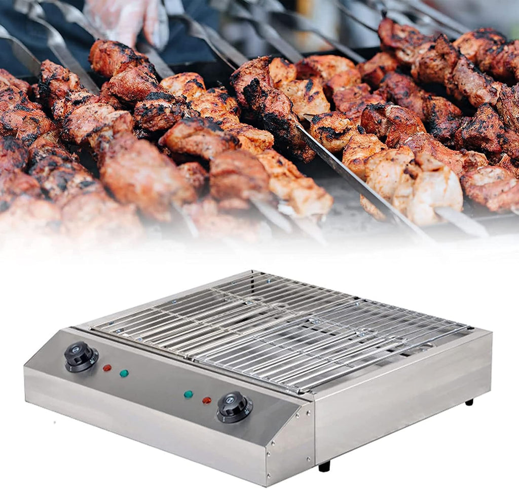 KnoRRs Electric Table Top Griddle, Electric Smokeless Portable BBQ Barbecue Grill Indoor Cooking Grill with Water Filled Drip Tray Temperature Control, Kebab Grill, Safe Griddle for Indoor (Big)
