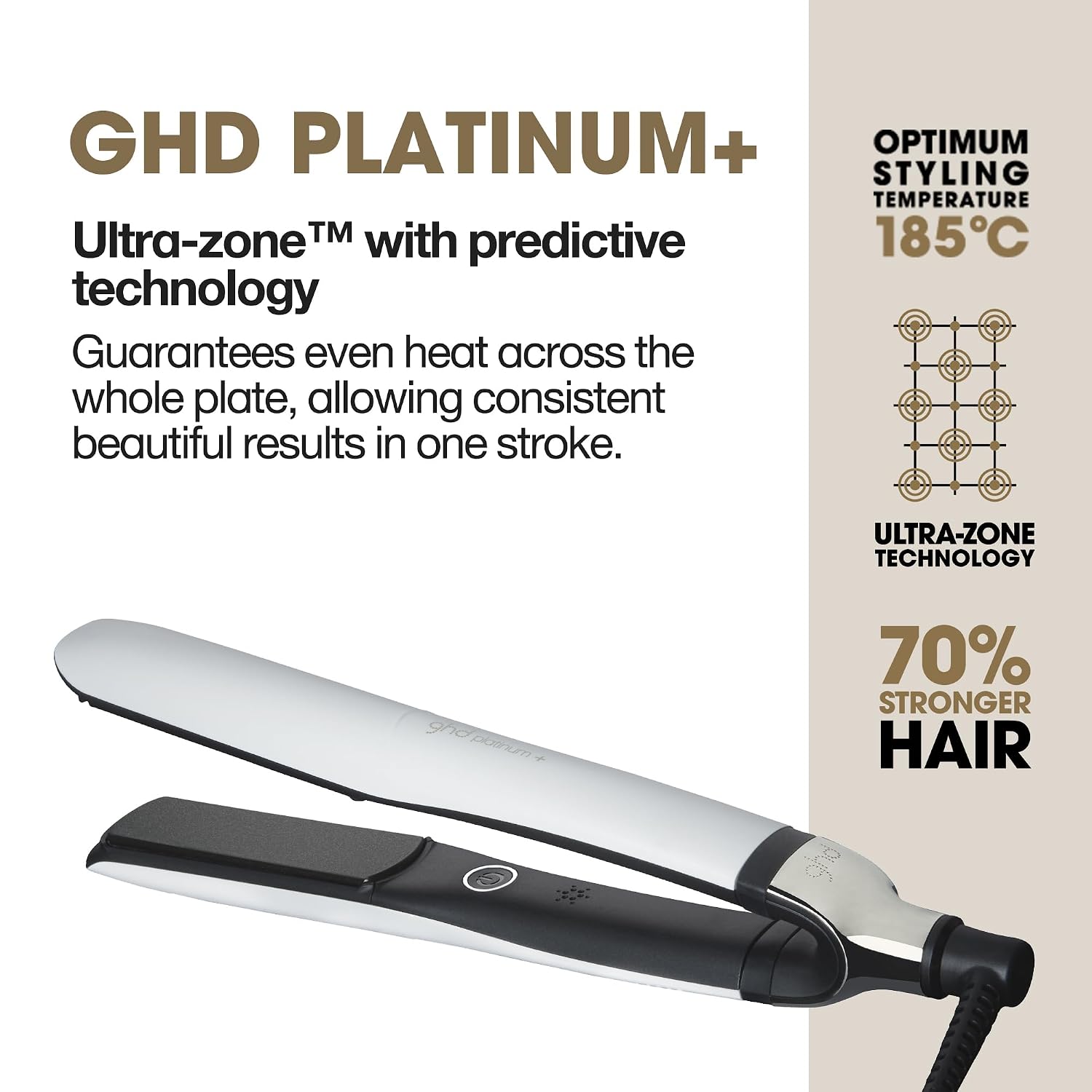 ghd Platinum+ Styler ― 1' Flat Iron Hair Straightener, Professional Ceramic Hair Styling Tool for Stronger Hair, More Shine, & More Color Protection