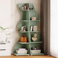 Tribesigns Wavy Corner Shelf Set of 2, Modern 5-Tier Bookshelf Etagere Bookcase with Curvy Shape, Unique Plant Stand Display Shelf for Living Room Small Space (Green)