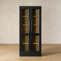 mopio Blake Tall Display Cabinet, Kitchen Buffet Pantry Cupboard, Trophy Display Case, Storage Cabinet Scratch Resistant Acrylic, Modern Farmhouse Curio Organizer (Black Oak Acrylic, Single)