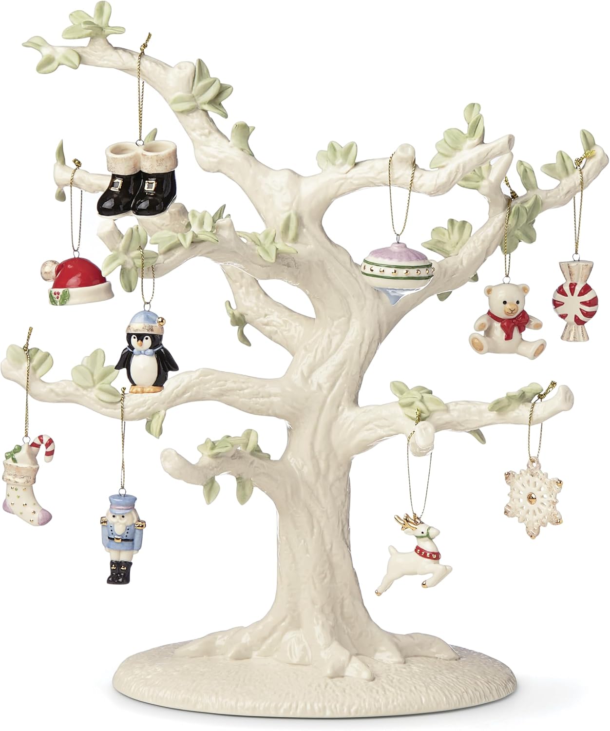 Lenox 868996 Christmas Memories 10-Piece Ornament & Tree Set, Display Stand
