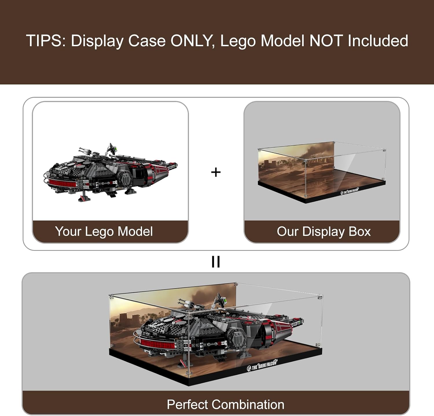 Acrylic Display Case for Lego Star Wars Dark Millennium Falcon 25th Anniversary Buildable Starship Model, Dustproof Clear Display Box Compatible with Lego 75389 (No Models, Only Box)