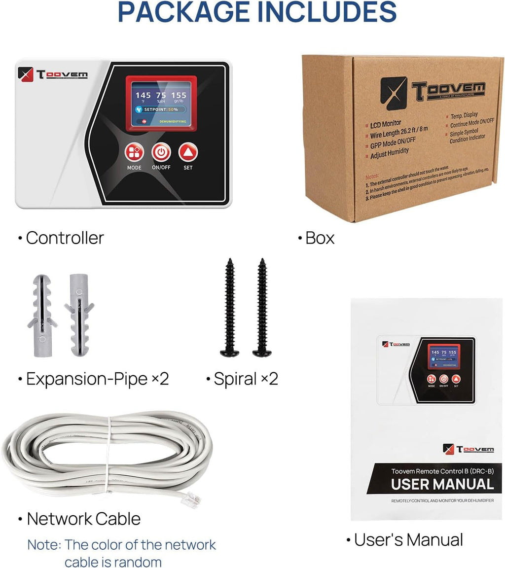 ARGENDON Remote Controller for Digital Humidity and Temperature, Included 26ft Cable Suitable for Argendon Shield 60/60P/85P, Guardian 60/60P, Guardian 85P Basement/Crawl Space Dehumidifier