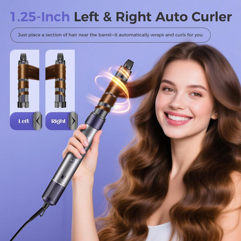 Vincofy 7-in-1 Hair Dryer Brush Blow Dryer, Hot Air Brush Styler with Travel Bag– Fast Drying, Curling, Straightening & Volumizing – 1500W High-Speed Motor 110,000 RPM – All Hair Types – Pink