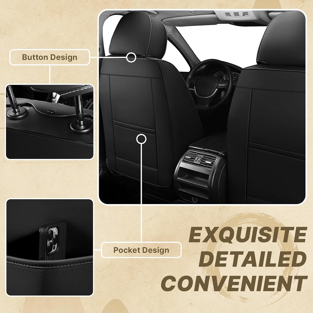 Fit for Ford F250 2011-2026 Seat Covers, Fashion Sport Seat Cover with Waterproof Leather, Airbag Safe Design Seat Protector (2 Front Seat Standard, Pure Black)